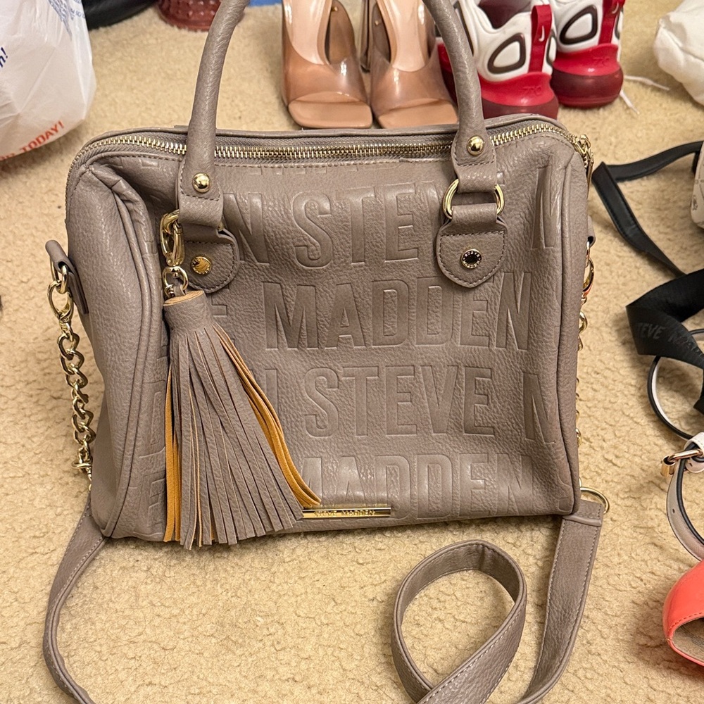 Steve Madden Beige Satchel with Tassel